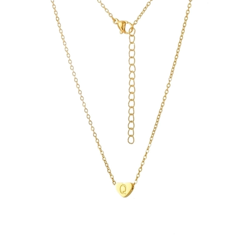 Stainless Steel Titanium Steel 18K Gold Plated Minimalist Letter Heart Shape None Pendant Necklace
