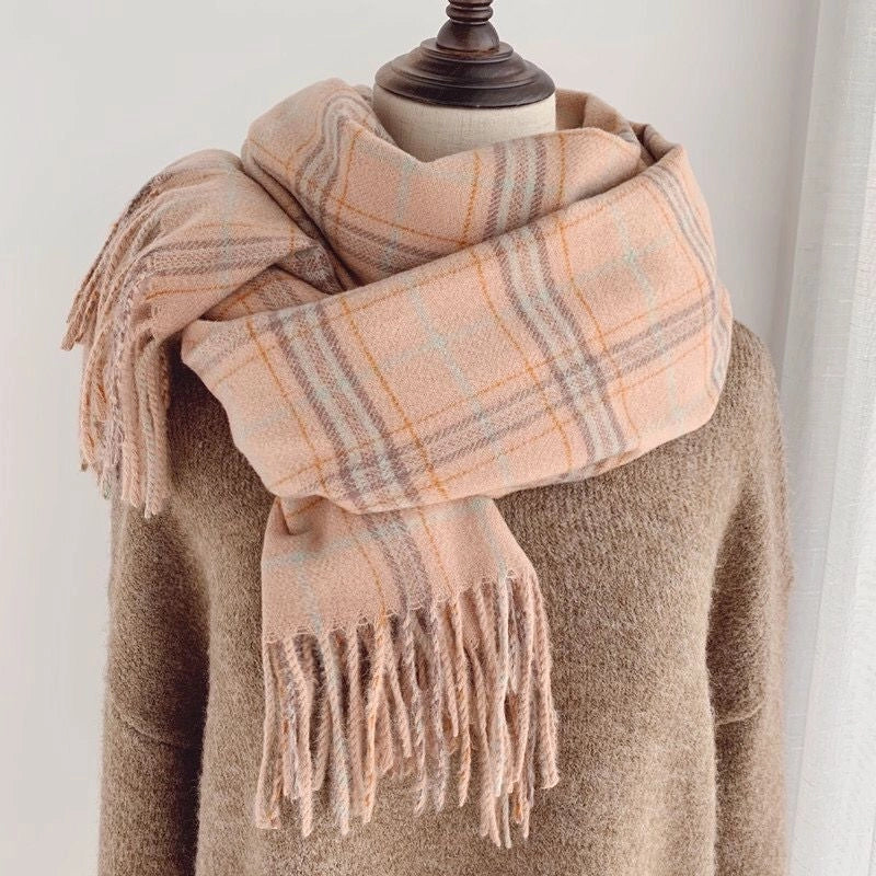 Artistic Fine Plaid Cashmere-like Scarf Women's Winter  Student's Multifunctional Long Warm Dual-use Shawl