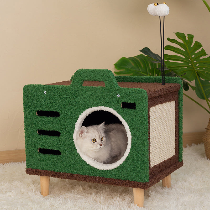 Cozy Green Radio Cat Bed