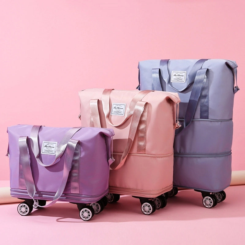 Travel Bag Large Capacity Universal Wheel Student Business Trip Waiting Storage Bag Waterproof Wet And Dry Separation Expandable Luggage Bag