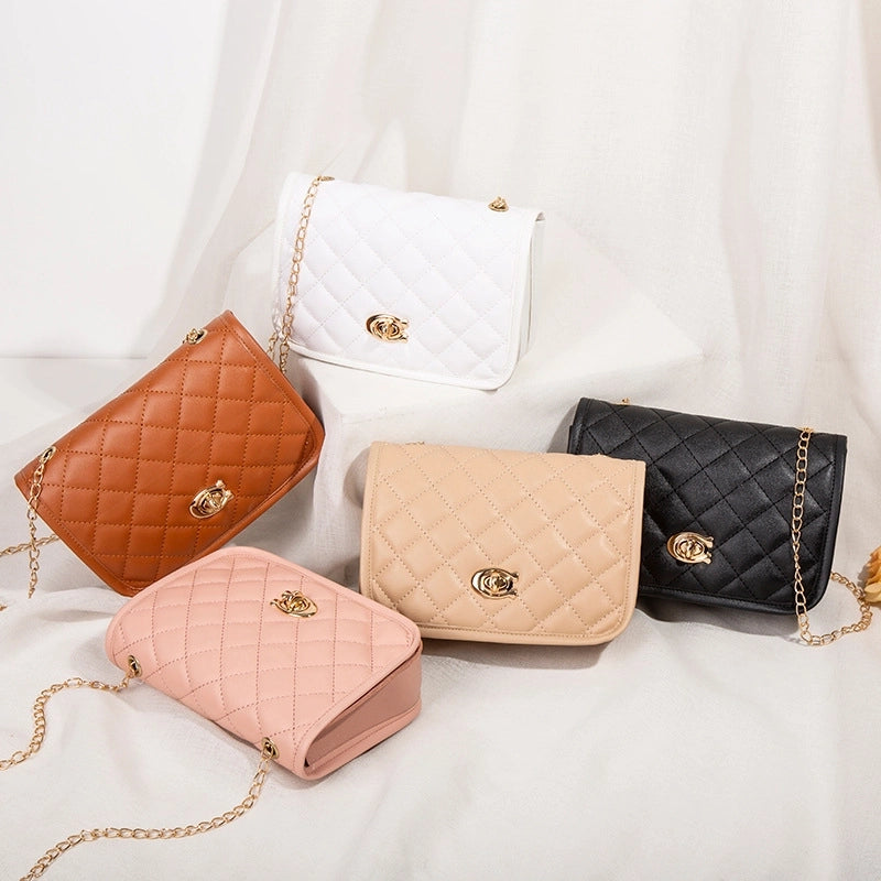 Women's Small Pu Leather Solid Color Basic Classic Style Square Flip Cover Crossbody Bag