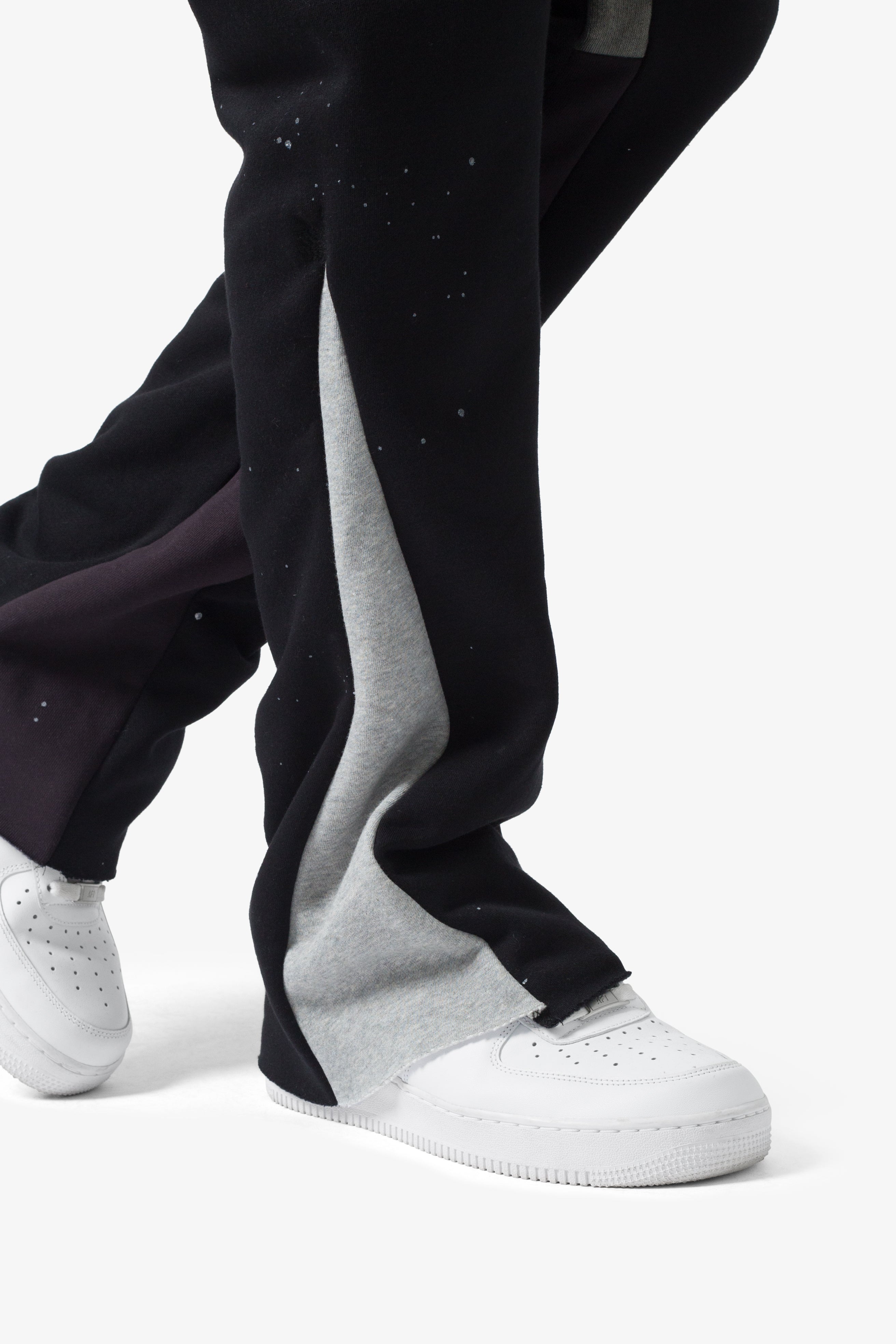 Contrast Bootcut Sweatpants - Black