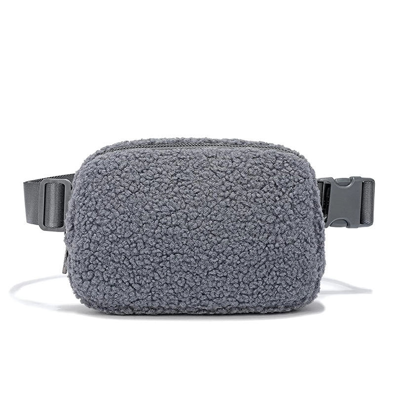 Winter Lambswool Waist Bag Sports Chest Bag Messenger Bag Outdoor Sports Bag Unisex Versatile