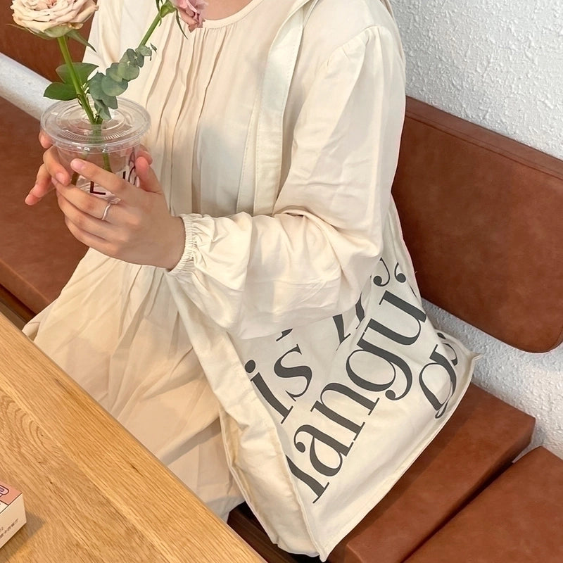 Women's Streetwear Letter Canvas Shopping Bags