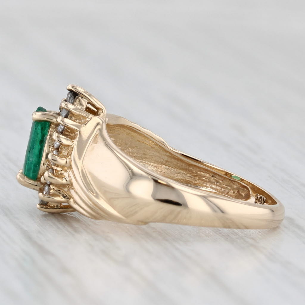 0.57ctw Pear Emerald Diamond Halo Ring 14k Yellow Gold Size 5