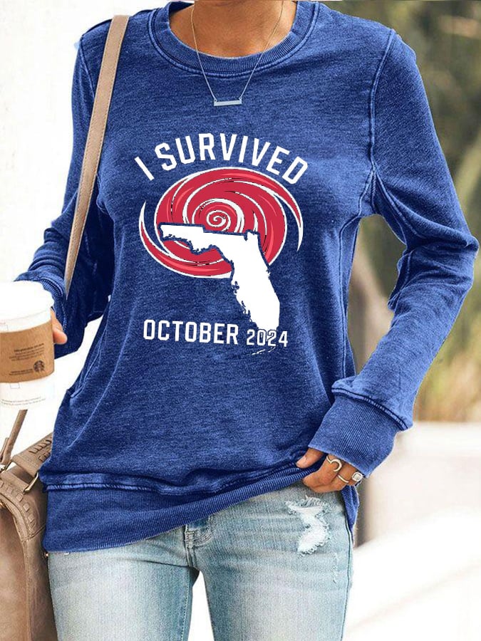 Women's I Survived OCTOBER 2024 Print Sweatshirt