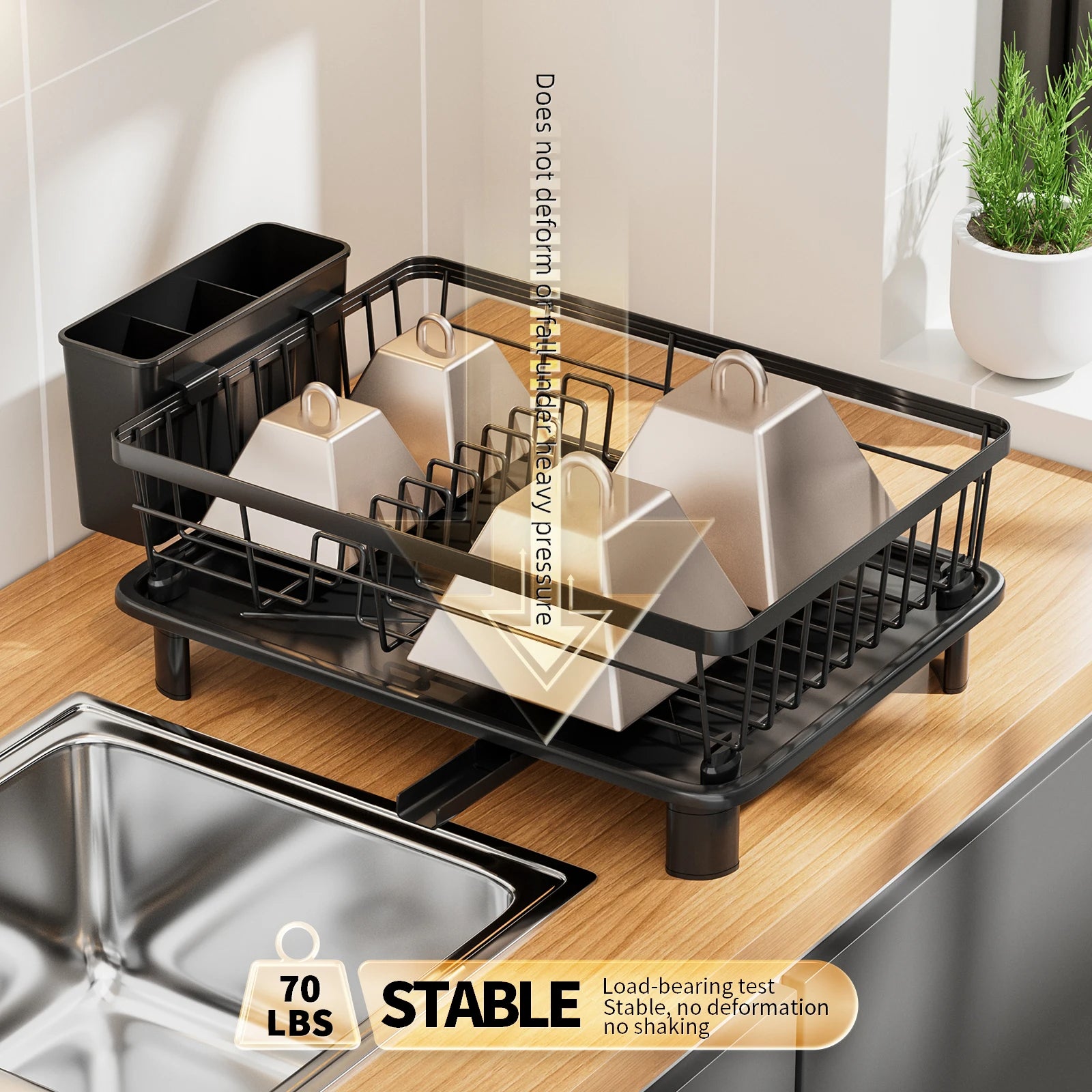 Dish Drying Rack. Multifunctional Space-Saving Dish Storage Rack. Kitchen Countertop Storage Rack