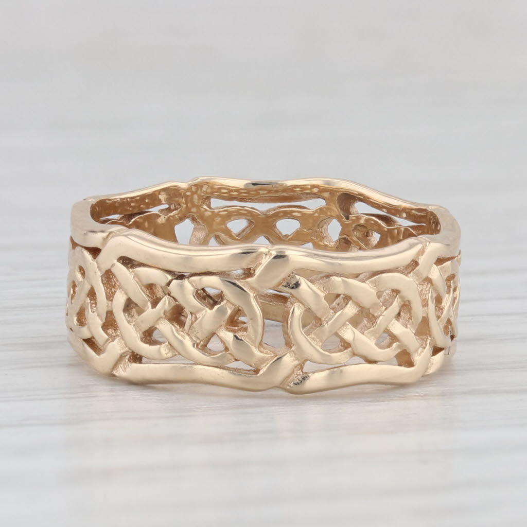 Celtic Knot Pattern Ring 14k Yellow Gold Size 6.5 Band Wedding