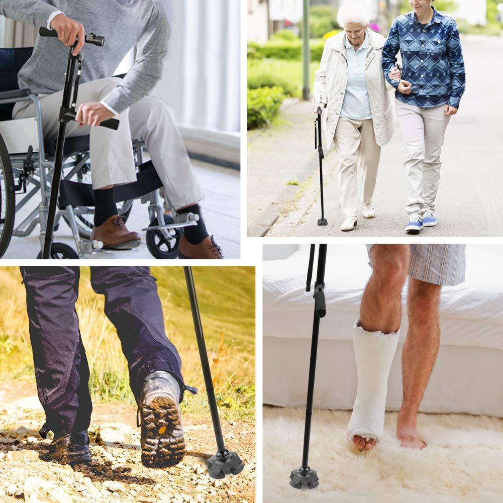 HOT SALE -Aluminum alloy with LED light non-slip foldable walking stick