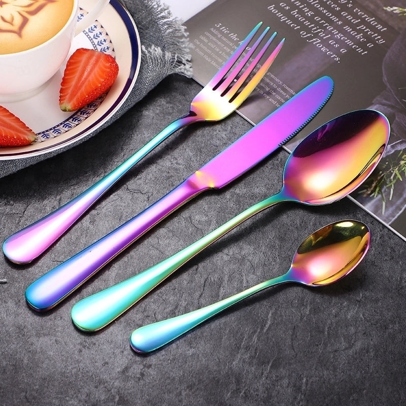 Fashion Solid Color Stainless Steel Tableware 4 Pieces