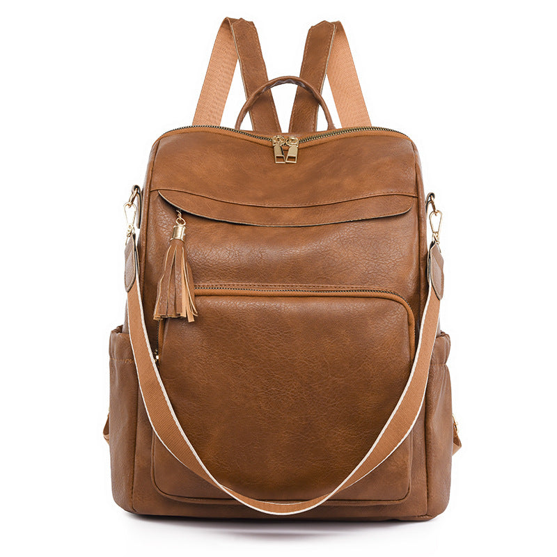 Retro  Soft Leather Multi-Compartment Ladies Backpack
