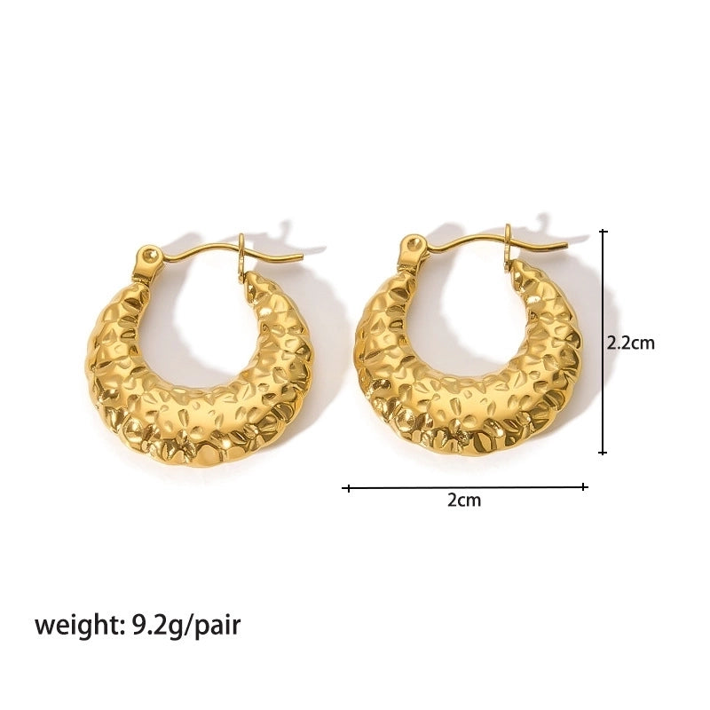 1 Pair Modern Style Round Heart Shape 304 Stainless Steel 18K Gold Plated Hoop Earrings