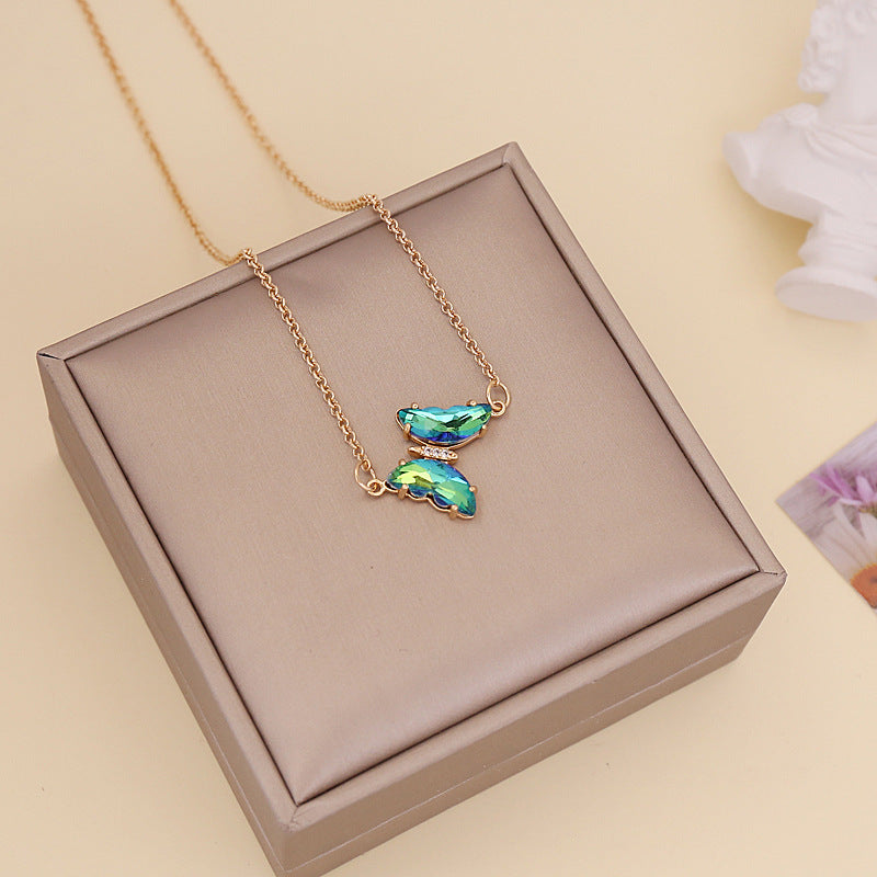 Women IG Style Butterfly Insect Glass Necklaces