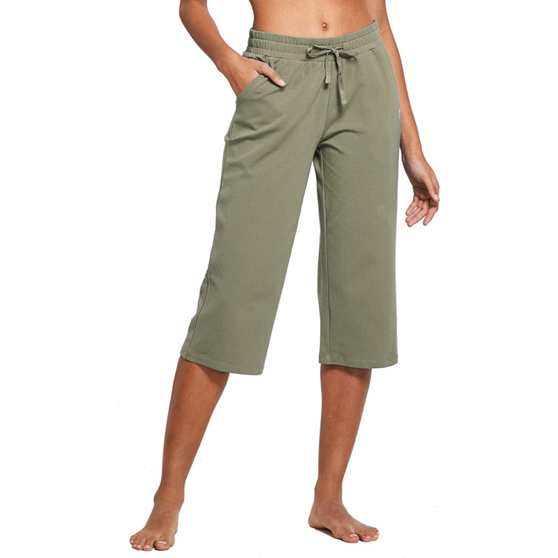 Women's Active Yoga Lounge Capri Pocketed Walking Crop Pants