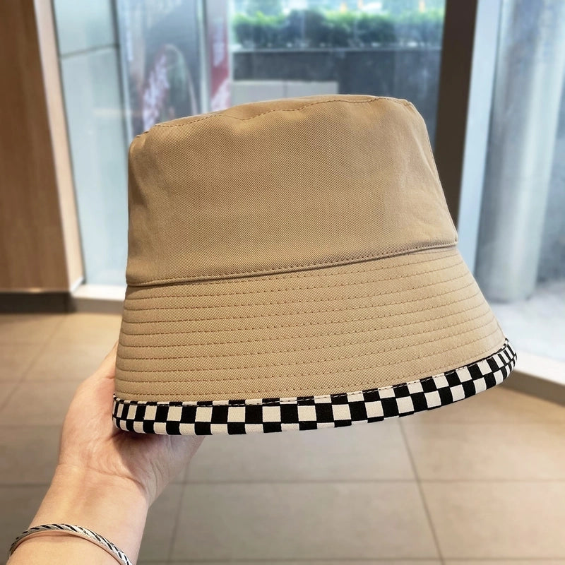 Women's Streetwear Lattice Flat Eaves Bucket Hat
