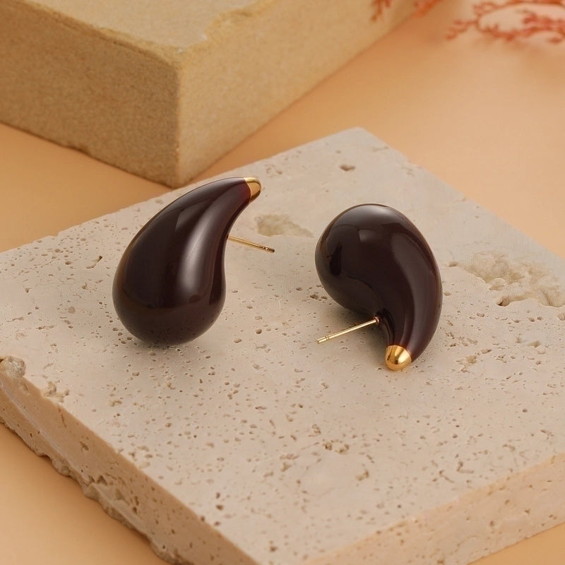 1 Pair Minimalist Commute Water Droplets Plating Stainless Steel Ear Studs