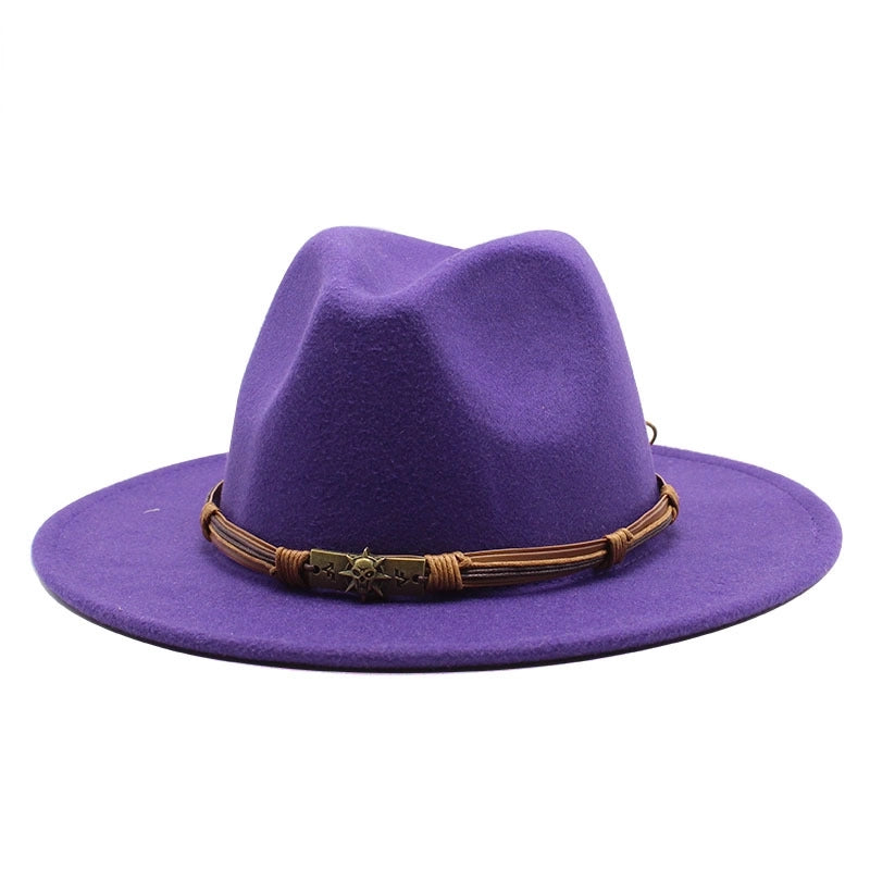 Unisex Skull Light Body Flat Eaves Fedora Hat