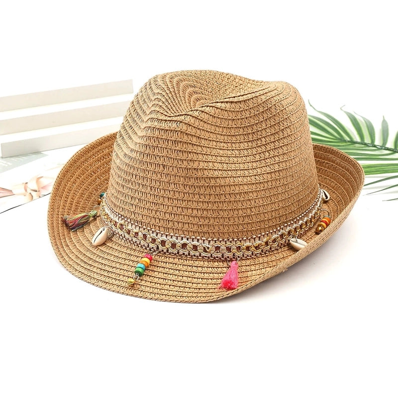 Women's Vacation Classic Style Geometric Curved Eaves Sun Hat Straw Hat