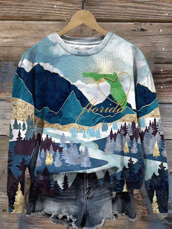 Women'S Florida Stronger Print Round Neck Sweatshirt