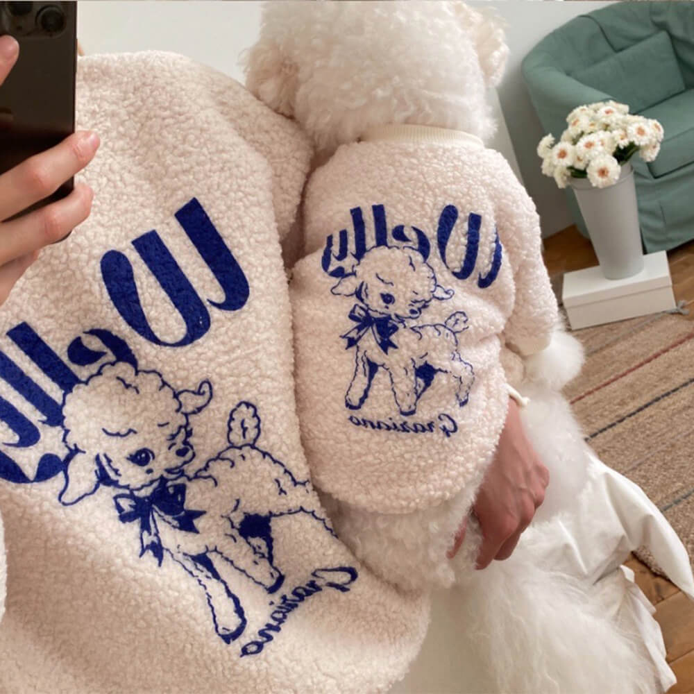 Lamb Print Warm Cozy Matching Dog & Owner Sweatshirt