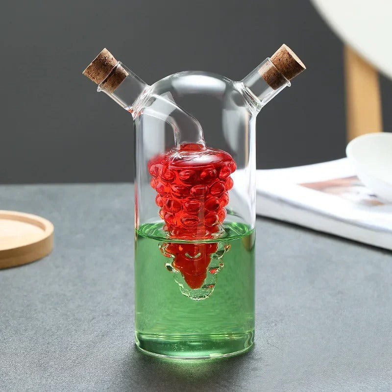 2-IN-1 GLASS OIL POT DOUBLE SOY SAUCE & SEASONING BOTTLE VINEGAR STORAGE