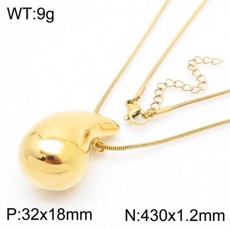 Minimalist Commute Water Droplets Solid Color Stainless Steel 18K Gold Plated Plating Chain Necklace