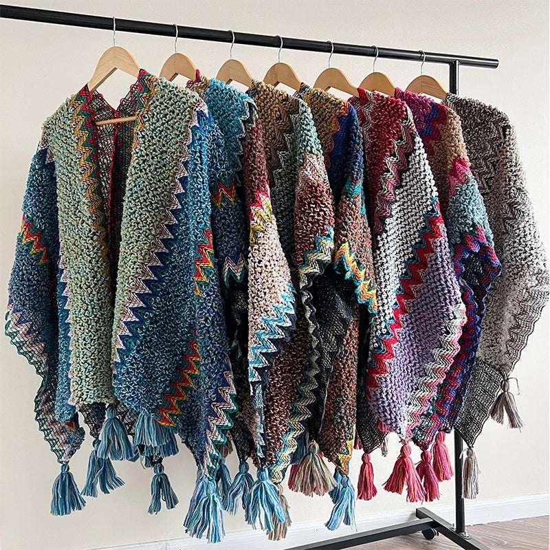 Women's Ethnic Style Plaid Acrylic Tassel Shawl