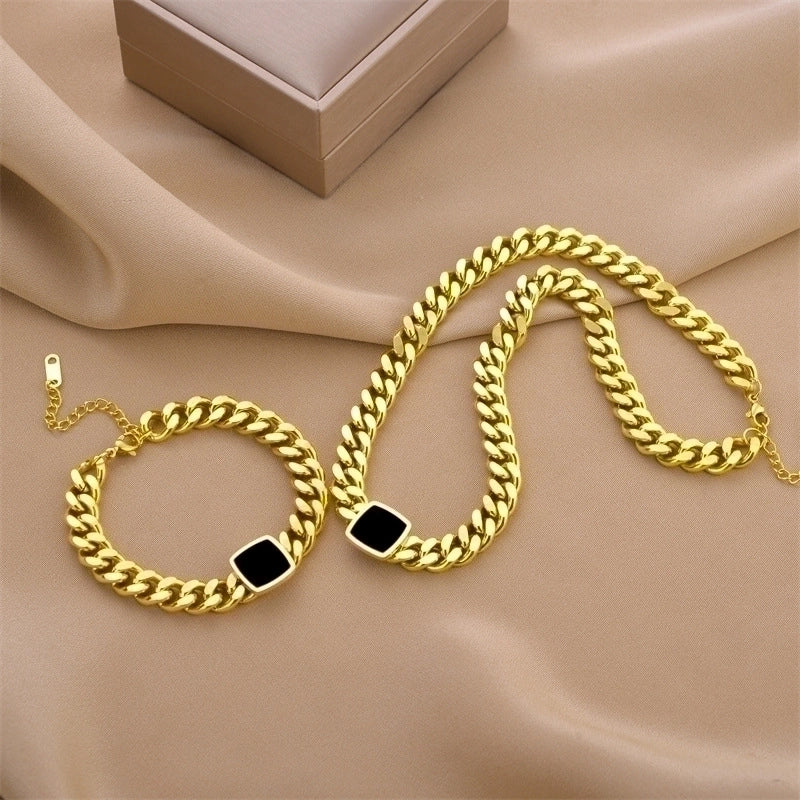 Minimalist Square Titanium Steel Plating Bracelets Necklace 1 Piece