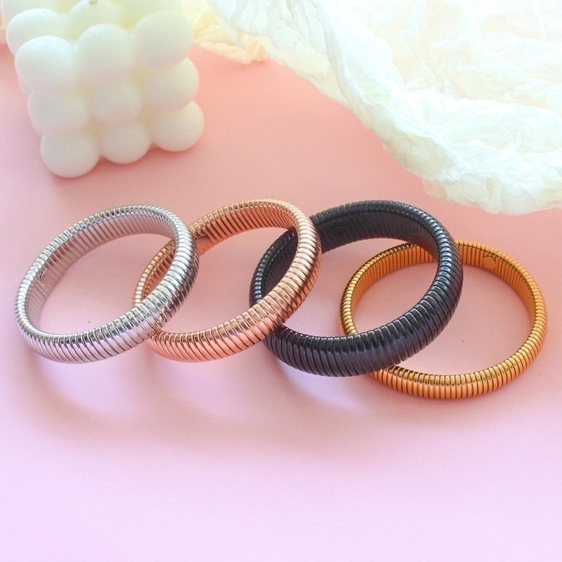 Streetwear Solid Color 304 Stainless Steel 18K Gold Plated Bangle In Bulk