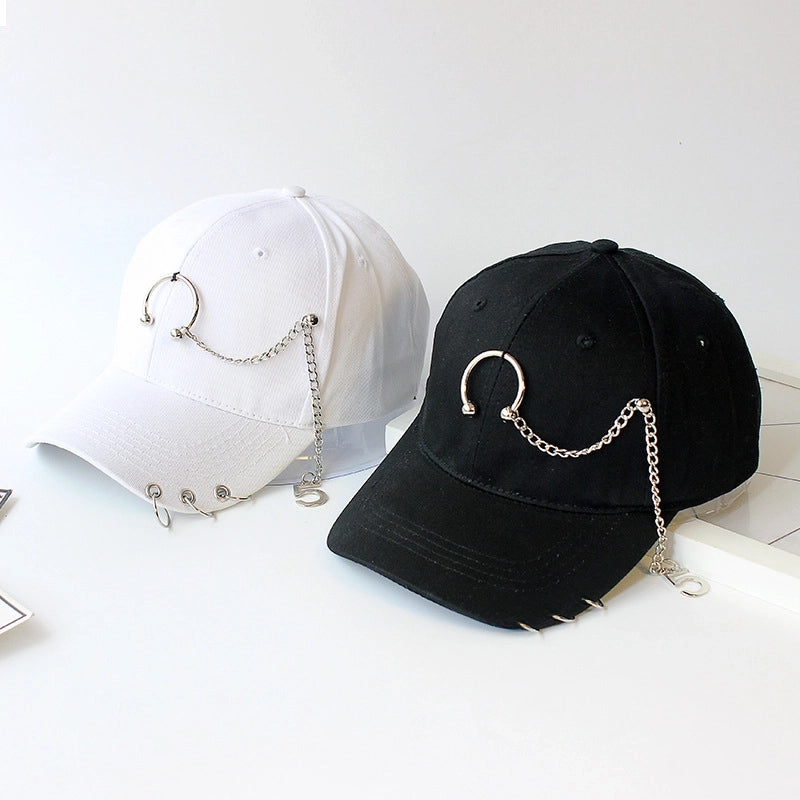 Hat Women's Korean Style Personality Chain Iron Ring Cap Student Children's Baseball Cap Spring And Summer Parent-Child Sunshade
