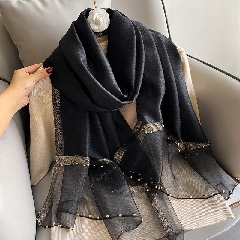 Women's Retro Solid Color Silk Silk Scarves