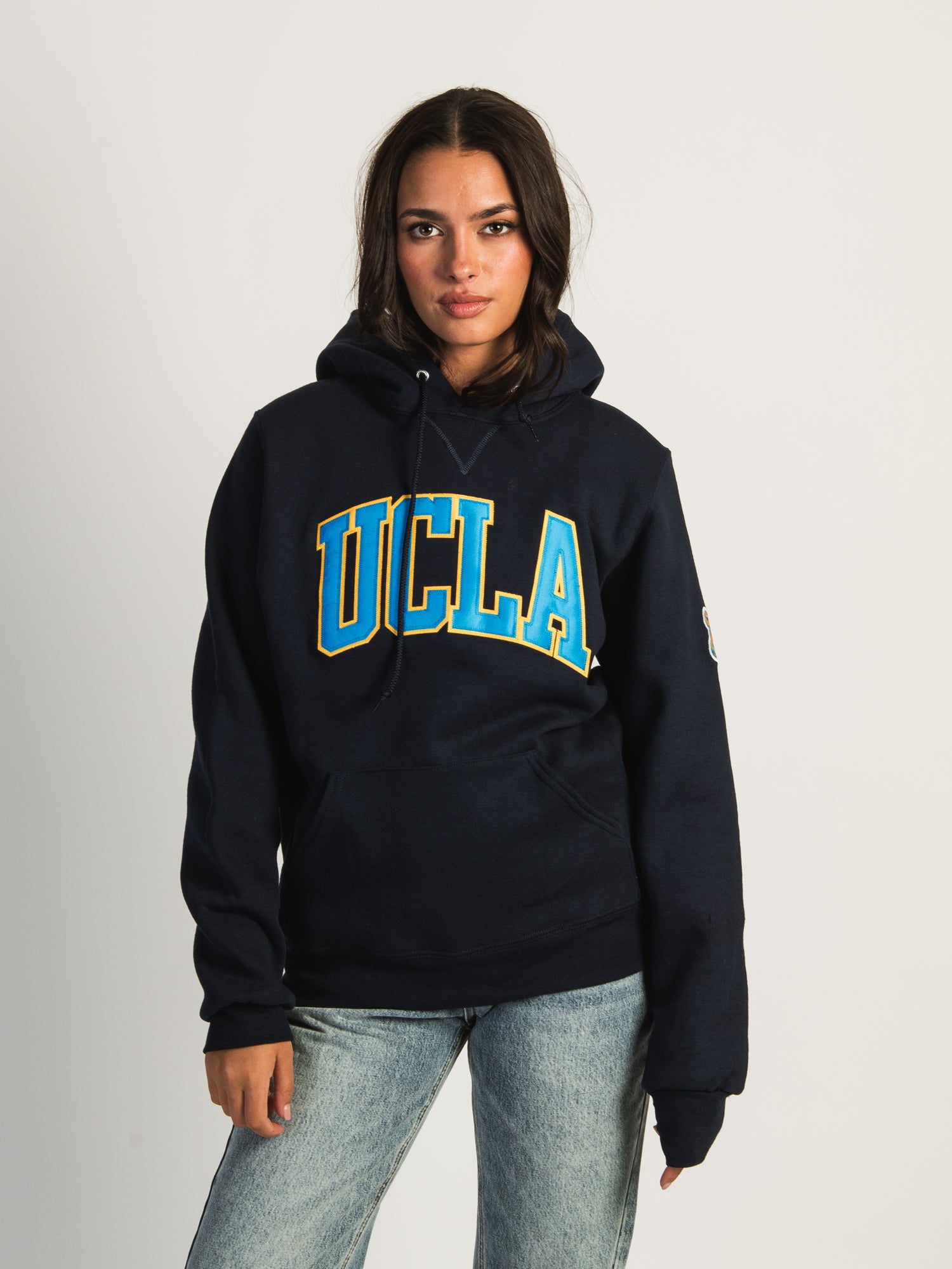 RUSSELL UCLA SLEEVE EMBROIDERED HOODIE