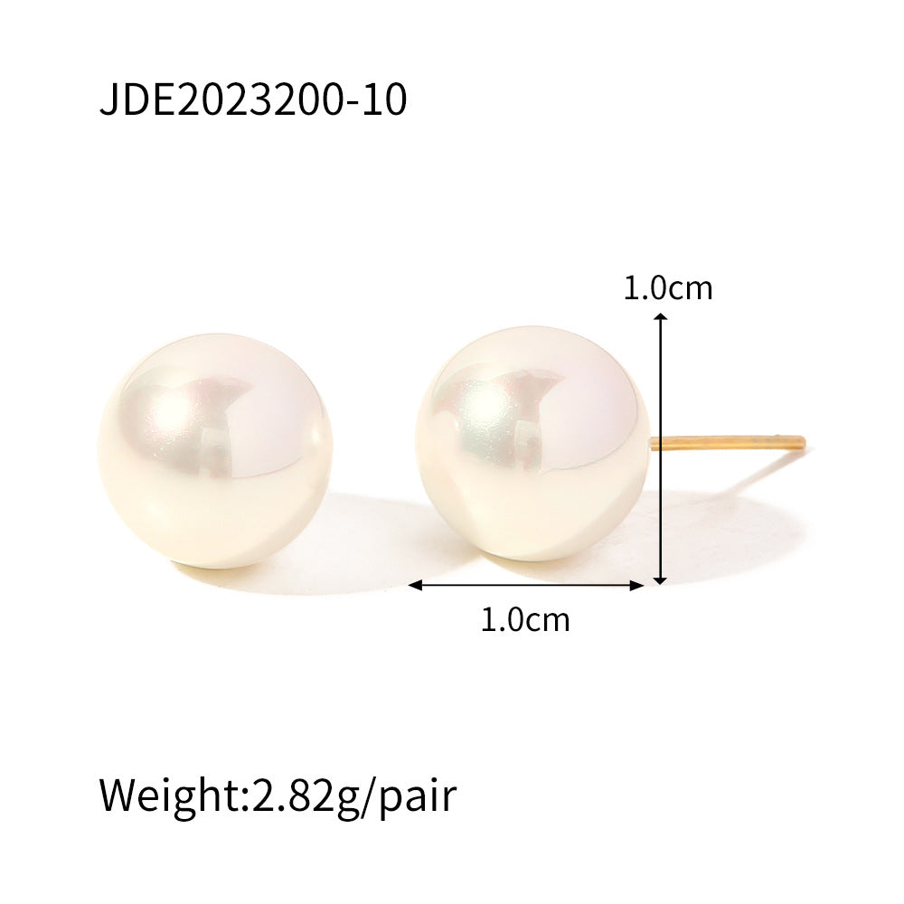 Pearl Geometric Stainless Steel 18K Gold Plated Earrings