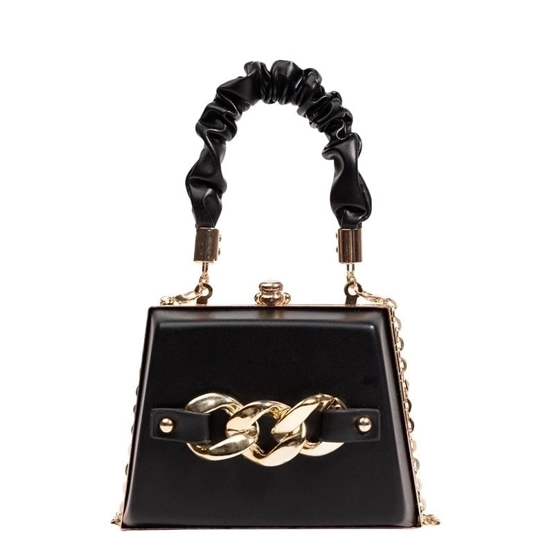 Women's Small Pu Leather Solid Color Classic Style Lock Clasp Handbag