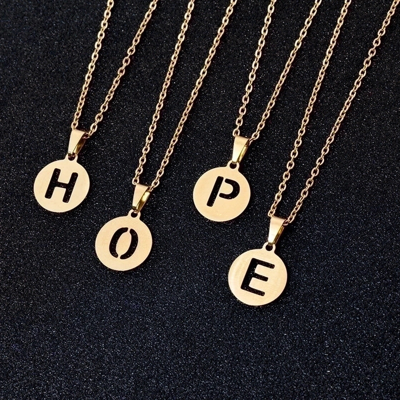 Stainless Steel 18K Gold Plated Minimalist Plating Letter None Necklace