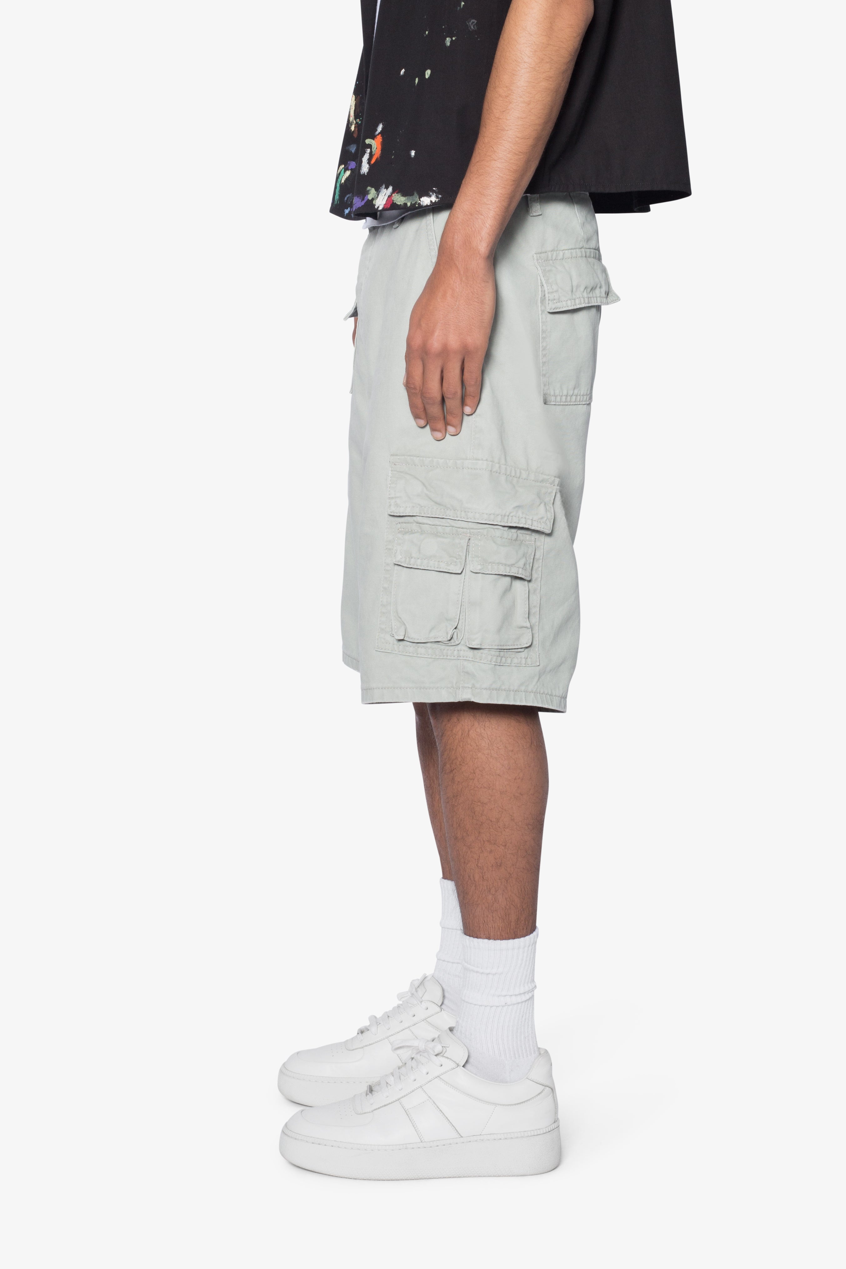 Multi Pocket Cargo Shorts - Grey