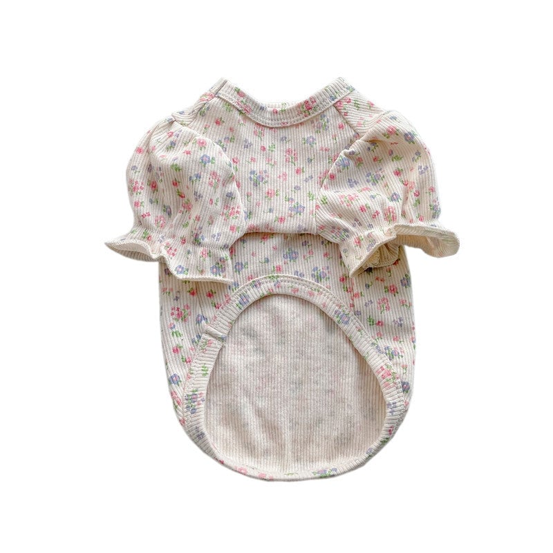 Puffy Sleeves Flower Dog Cat Clothes
