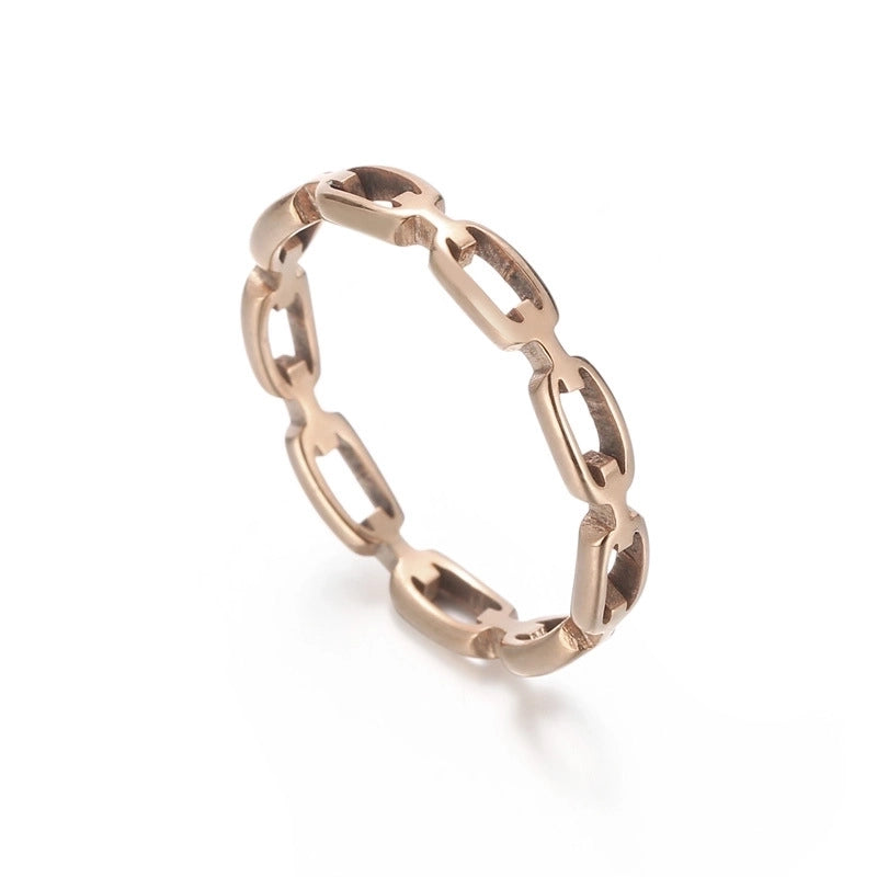 Minimalist Classic Style Solid Color Titanium Steel 18K Gold Plated Plating Chain Rings
