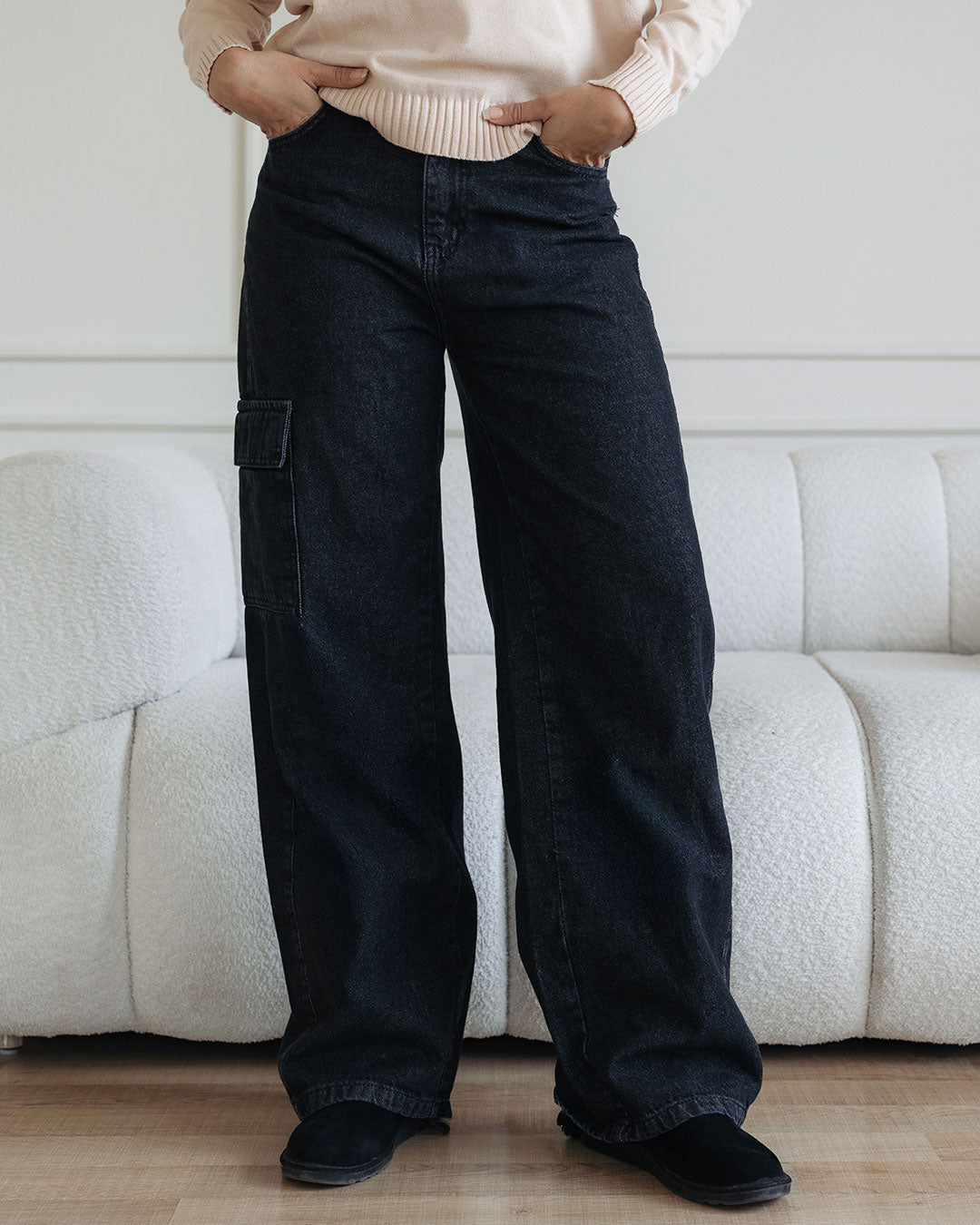 Women Wide leg Denim pants with pocket
