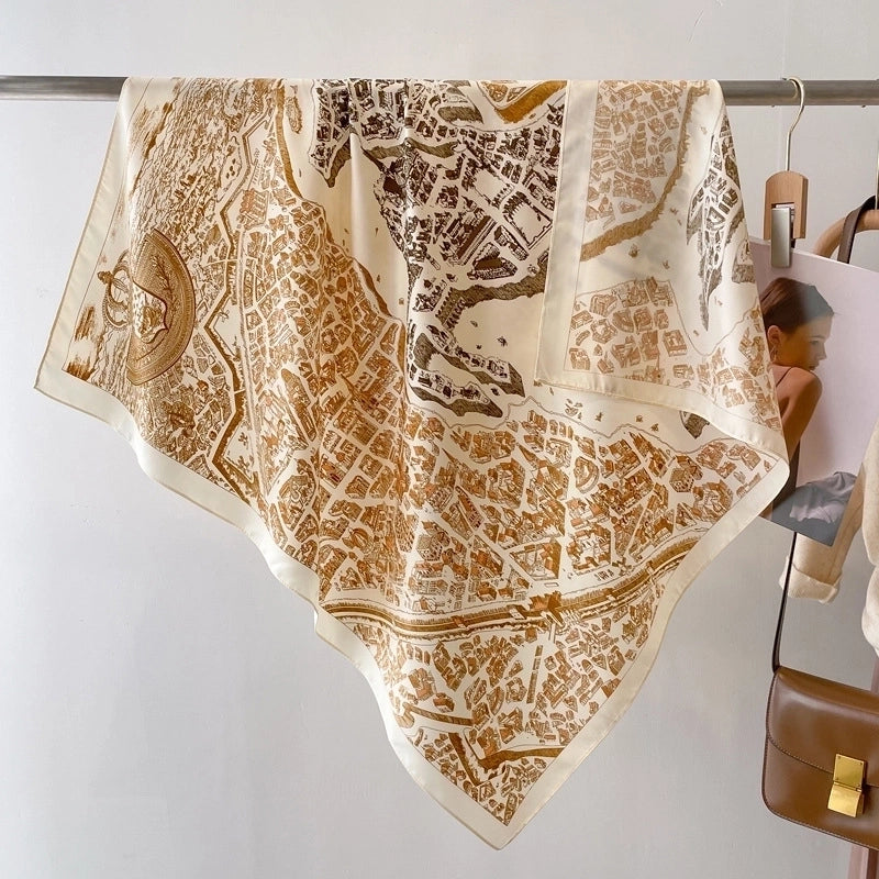 Women's Sweet Minimalist Flower Polyester Silk Scarf