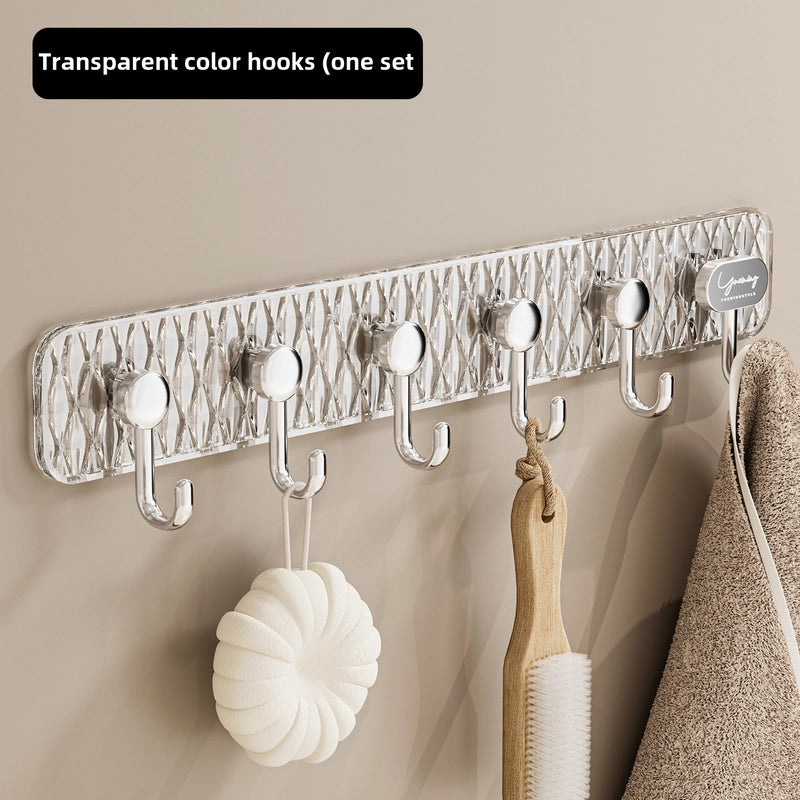 Hook Hook A Row Of Transparent Even Row Of Strong Adhesive Door Hangers Clothes Towels Kitchen Non-perforated Dormitory