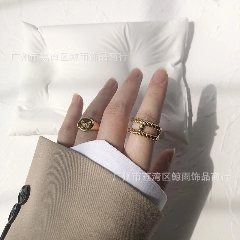 Fashion Bow Knot 304 Stainless Steel No Inlaid 18K Gold Plated