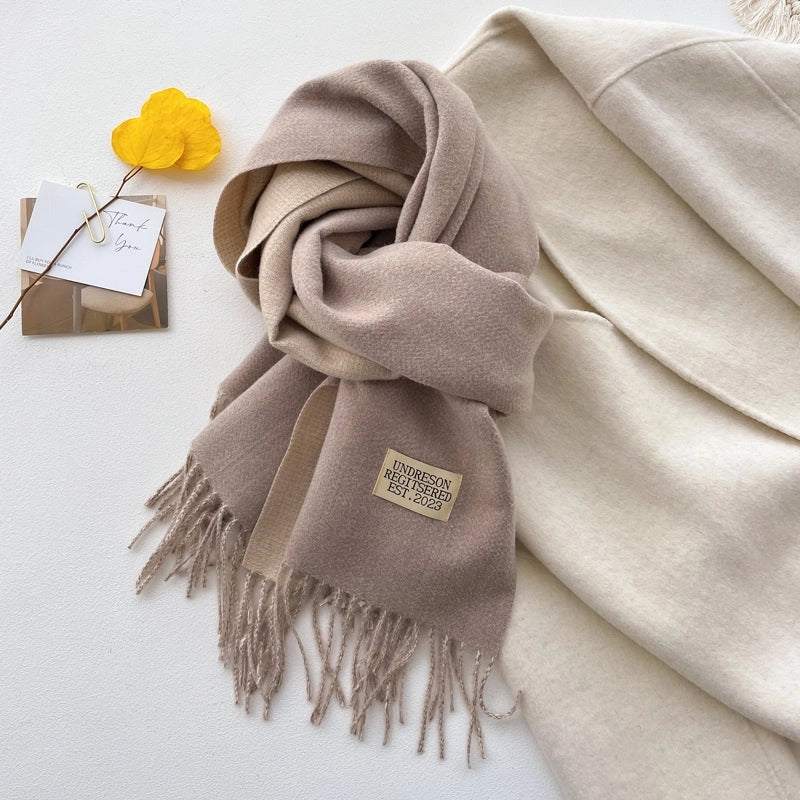 Autumn And Winter New Light Luxury ~ Coat Mate Double-sided Solid Color Scarf Women's Style Cashmere-like Warm Shawl Scarf