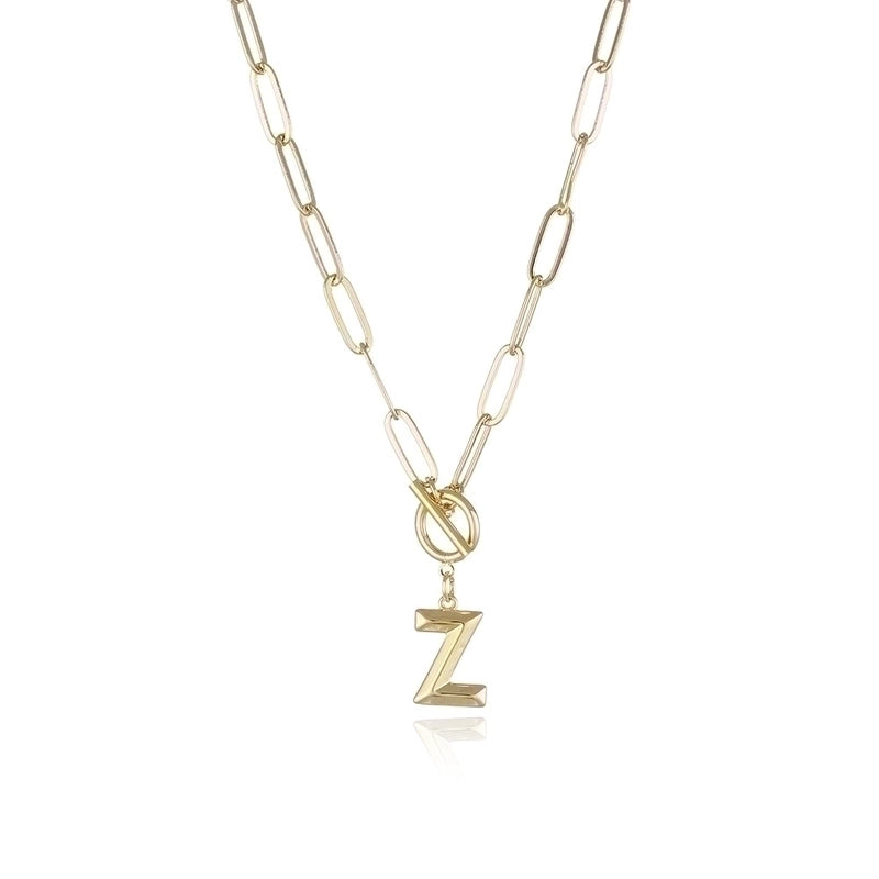 Copper 14K Gold Plated Fashion Plating Letter Pendant Necklace