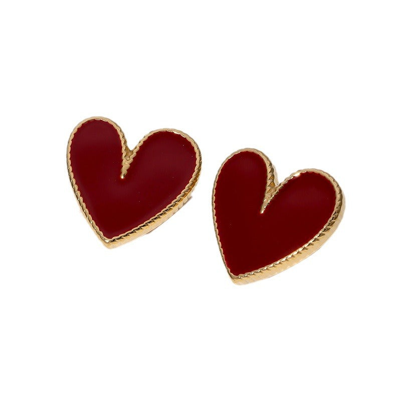Cute Heart Stainless Steel Electroplating Stud Earrings