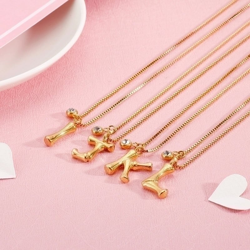 Titanium Steel 18K Gold Plated Minimalist Commute Patchwork Letter Necklace