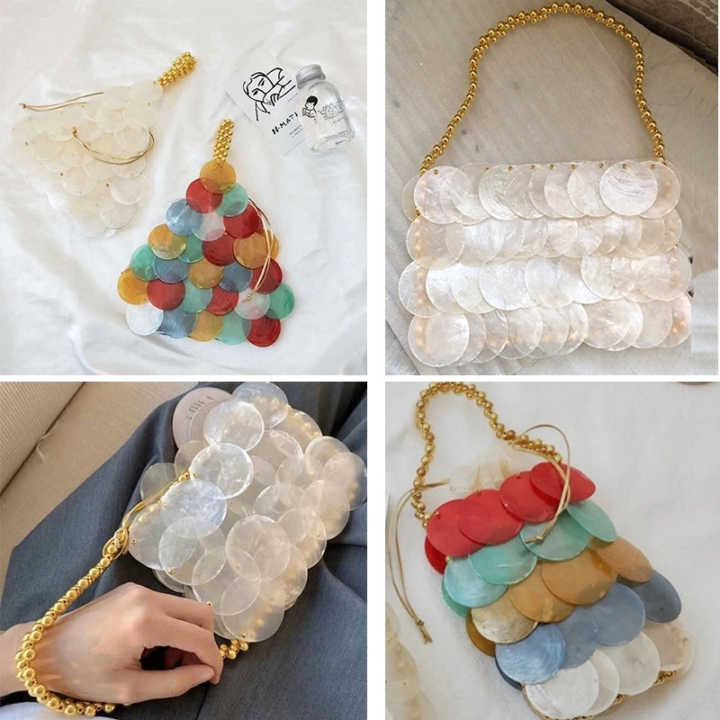 Women's Small Shell Patch Geometric Fashion Shell Open Handbag