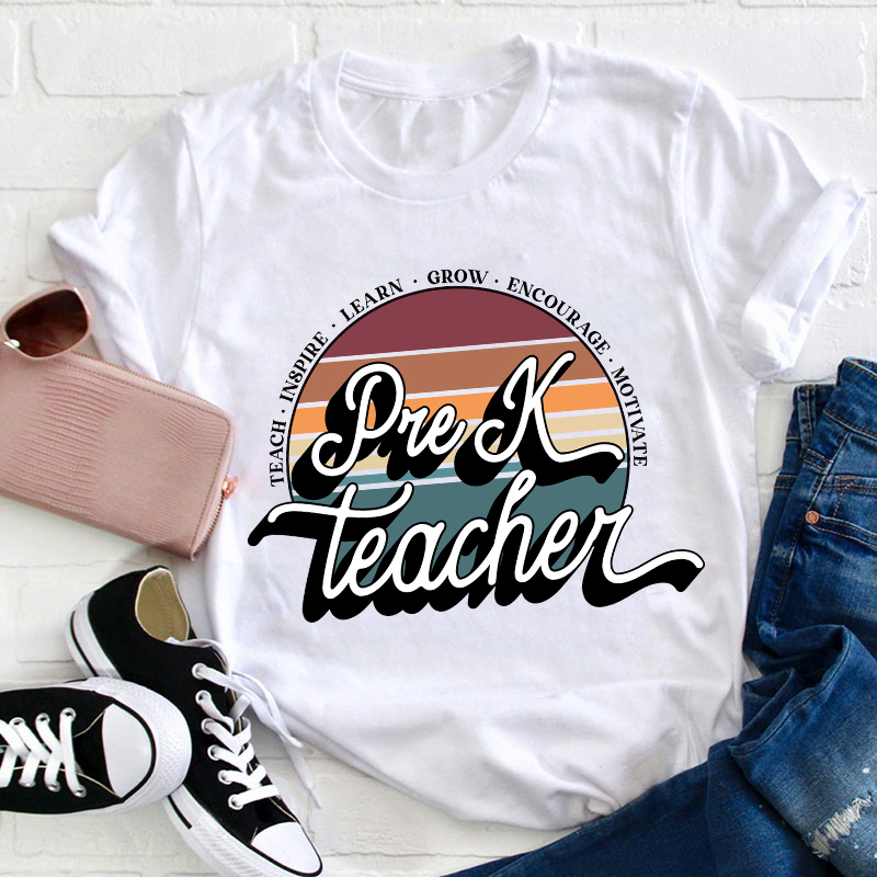 Personalized Teach Inspire Learn Grow Encourage Motivate Teacher T-Shirt