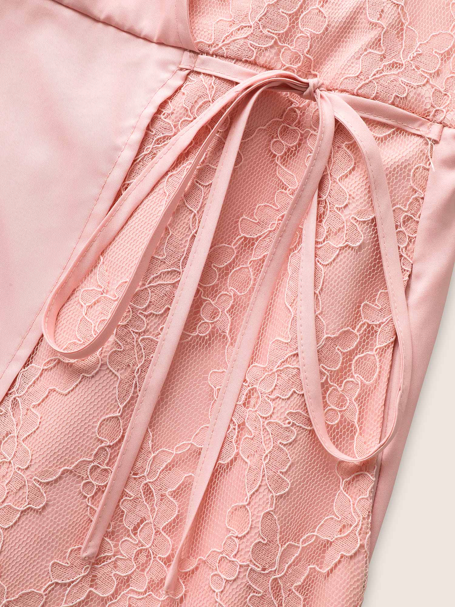 Solid Lace Patchwork Tie Knot Midi Dress