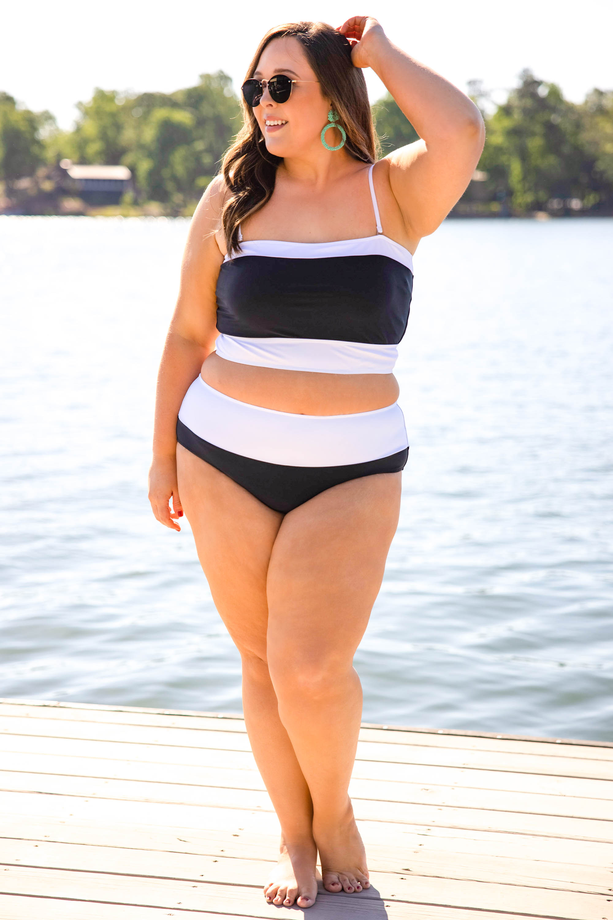 Hidden Islands Swim Bottoms. Black-White